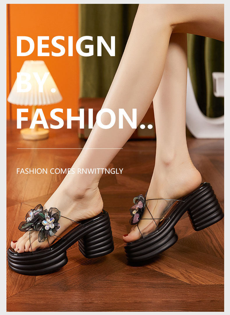 Dép sandal nữ quai chữ V đơn giản phong cách Chanel, mũi tròn đế bệt — Trắng, Đen chi tiết 10