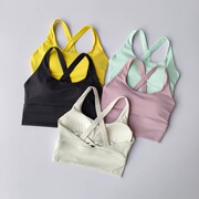 Fixed Chest Pad Sports Underwear Women's Paracinon High Strength Shockproof Push-up Running Bra Yoga Fitness Underwear