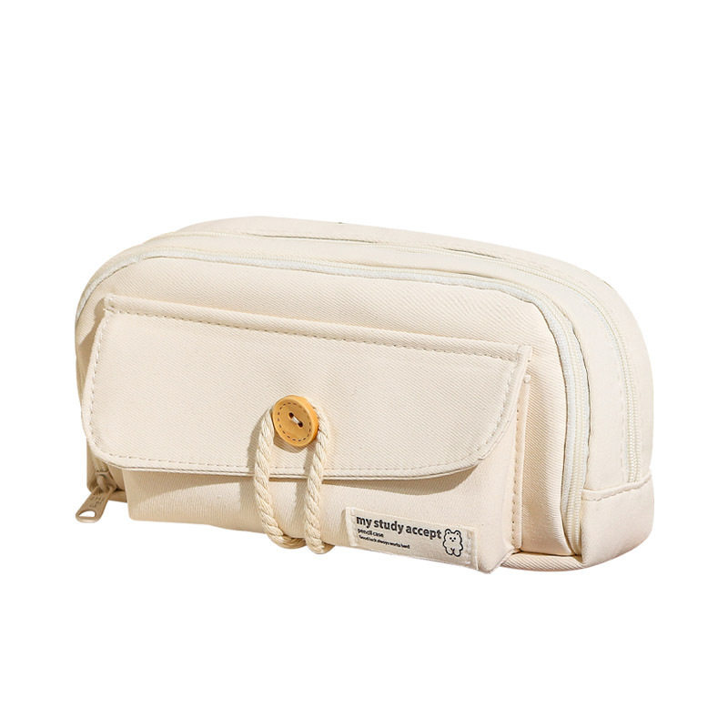 [Factory Direct Sales] Four-Layer Button Pencil Bag, High-Looking Ins Style Pencil Bag, Cute Pencil Bag for Primary School Girls