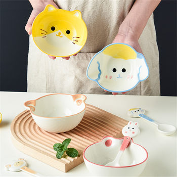seabed tableware children's bowl ceramic underglaze color cute modeling Bowl Spoon baby cartoon rice noodle bowl complementary Bowl