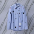 Blue Umbrella bag embroidered pattern Oxford long sleeve shirt