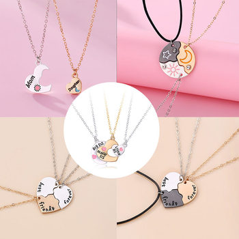 Cross-border New Star Moon Three-person Chain High-grade Design Sense Alloy Oil Drop Splicing Round Pendant suit Necklace