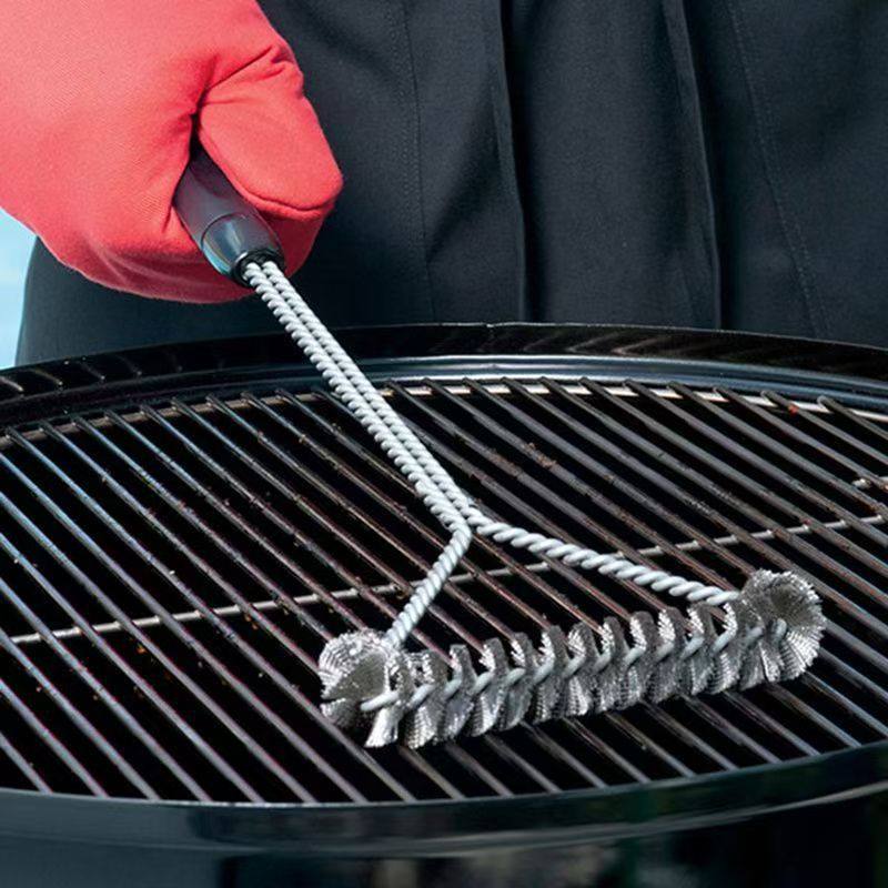 In Stock 12inch Triangular Curly Brush Bbq Wire Grill Brush Grilling Tools Outdoor Barbecue Grill