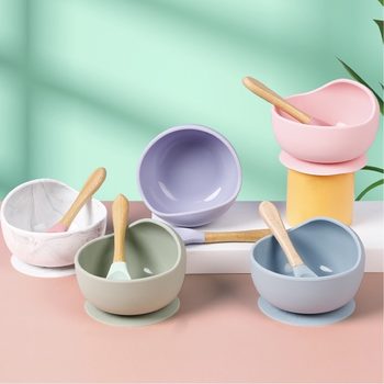 Silicone Dinner Plate for Children Infant One-piece Shot Bowl Anti-fall Maternal and Infant Feeding Supplementary Food Snail Bowl