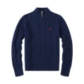 Half height zipper navy blue sweater (Little Red Horse)