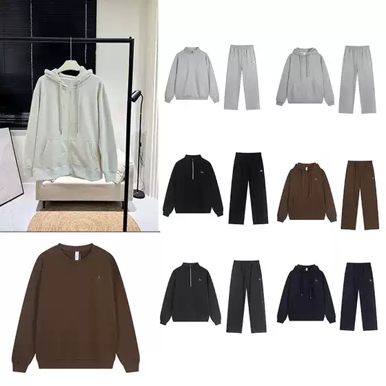 Cross-Border High-End American-Style Sweatshirt Set, Heavyweight Pure Cotton Hoodie, Loose Casual Unisex Zip-Up Jacket