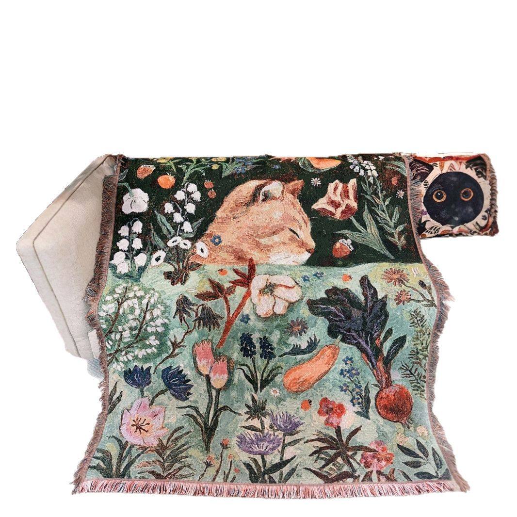 Foreign Trade Cross-Border Domestic Sales Nap Blanket Cat Sofa Blanket Outdoor Camping Blanket Room Wall Blanket Tapestry Woven Blanket