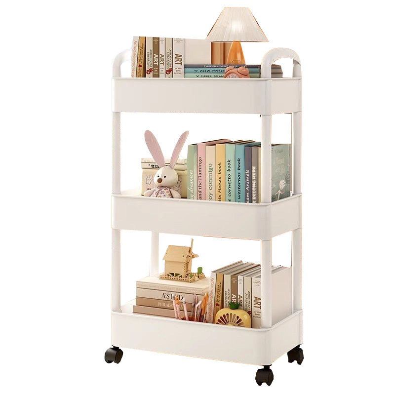 Household Small Cart Storage Rack White Plastic Multi-layer Storage Rack Gap Storage Rack Living Room Snack Storage Rack