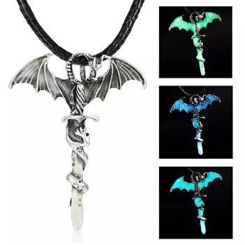 AliExpress cross-border fashion male Dragon Sword long luminous necklace Europe and the United States vintage pendant jewelry wholesale
