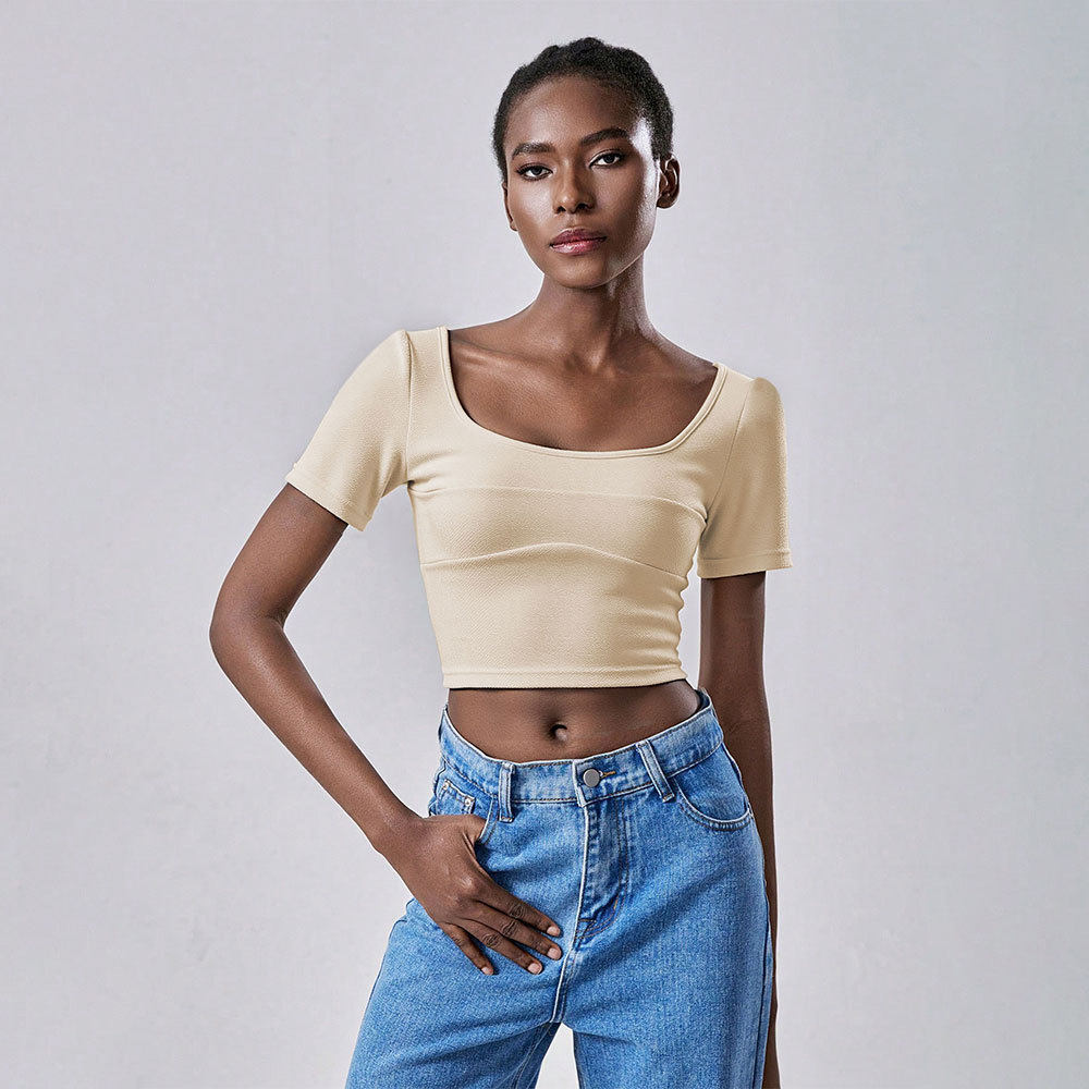 Casual Crop Top T Shirt Summer Style Short Sleeve Minimalist Design Trendy Look Wholesale Available
