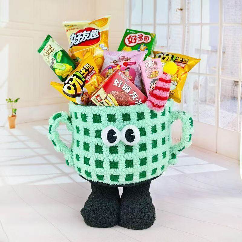 Dopamine Little Monster Storage Basket Cartoon Storage Basket Desktop Ornament Snack Bouquet Hug Bucket Children's Day Gift