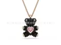 Smart black diamond bear necklace