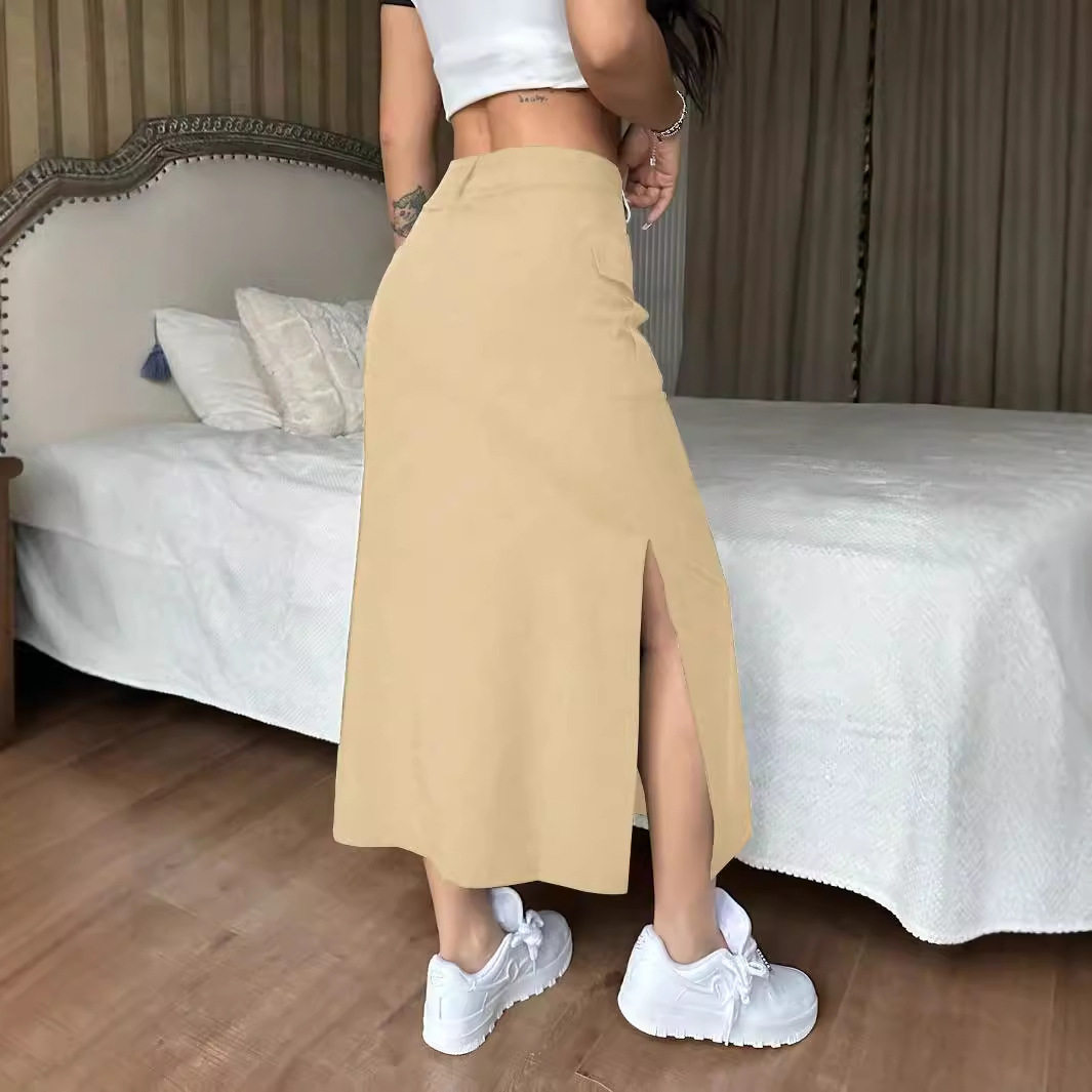 Elegant Solid Color Midi Skirt Versatile Chic Design Perfect for Casual or Formal Occasions Wholesale Available