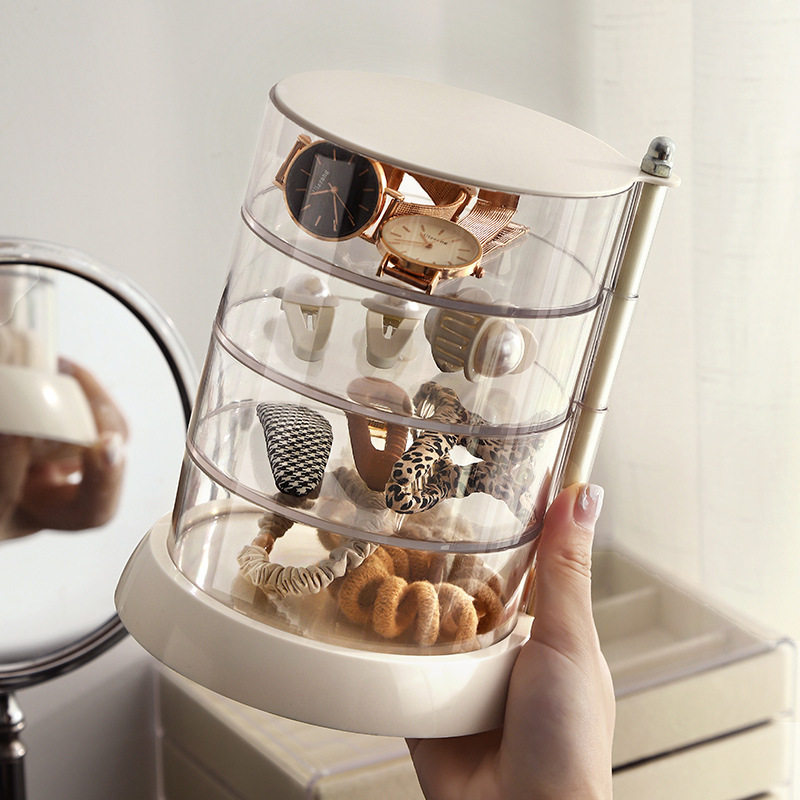 Jewelry Storage Box Transparent Rotating Box Multi-Layer Large Air Cushion Makeup Cotton Beauty Egg Storage Shelf Rotating Storage