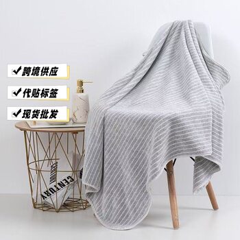 Cross-Border Wholesale Striped Warp Knitted Coral Velvet Bath Towel Adult Thickened Water-Absorbent Soft Household Towel Bath Towel Combination