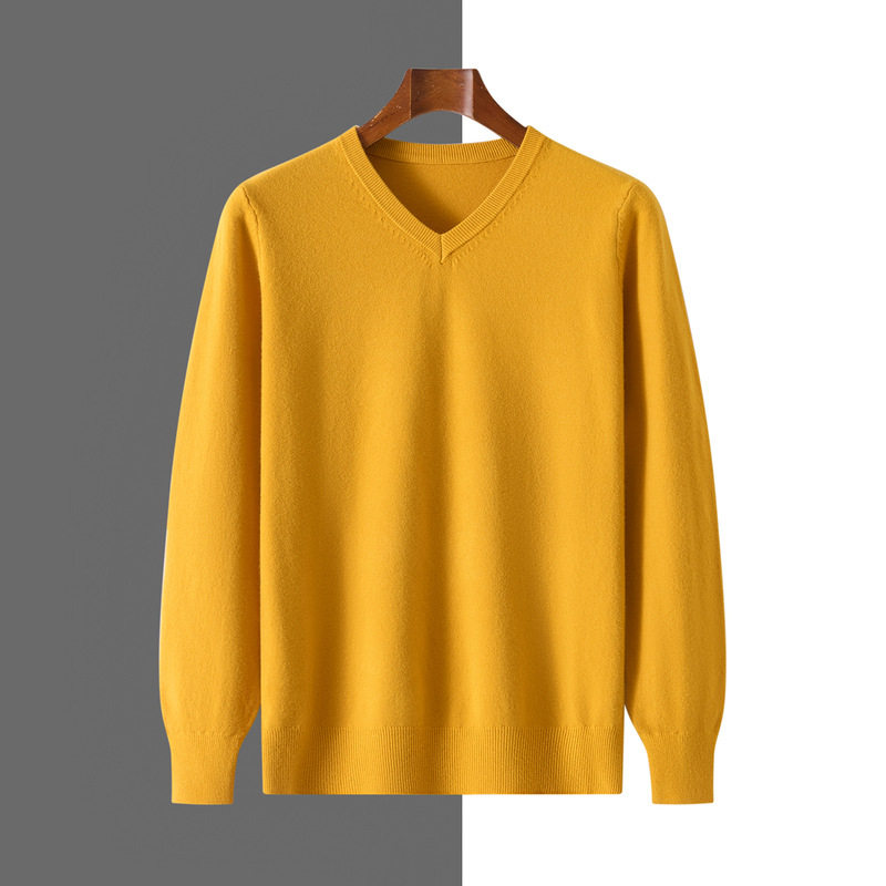 男士羊绒衫v领打底毛衣秋冬套头商务休闲内搭打底针织衫上衣