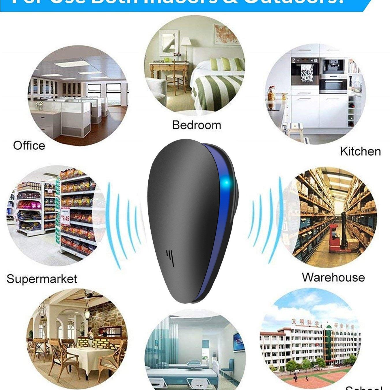Amazon Home Ultrasonic Mouse Repellent Intelligent Frequency Conversion High Power Mite and Mosquito Repellent Cockroach Repellent