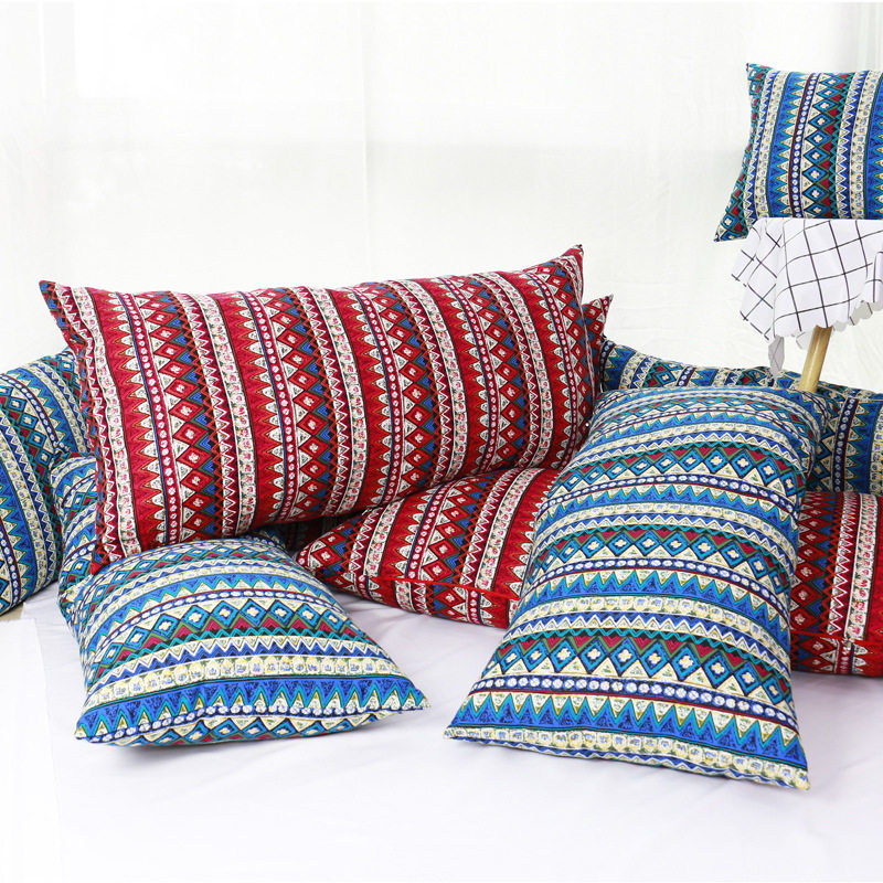 Bohemian Cotton and Linen Pillow Case Ethnic Style Decoration Long Cushion Homestay Terrace Photo Studio Shooting Big Pillow