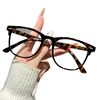 Tea Tortoise Shell Rice Nail Glasses Frame 2025 New Big Face Slimming Look Ultra-Light Flat Glasses