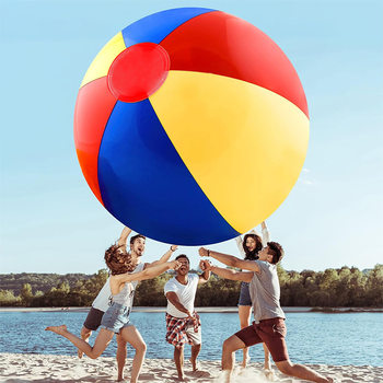Kindergarten Parent-Child Entertainment Game Thickened Pvc Colorful Ball Outdoor Beach Grass Inflatable Large Football Beach Ball
