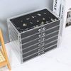 5/6-Layer Multi-Grids Plastic Velvet Storage Box Transparent Drawer-Type Jewelry Jewelry Earrings Ring Jewelry Storage