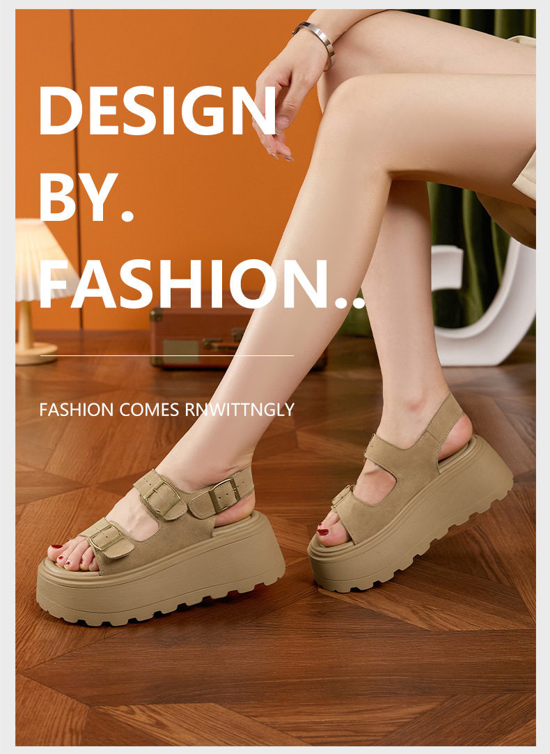 Dép sandal nữ quai chữ V đơn giản, mũi tròn, đế TPU nhẹ — Lạc đà, Mơ chi tiết 10