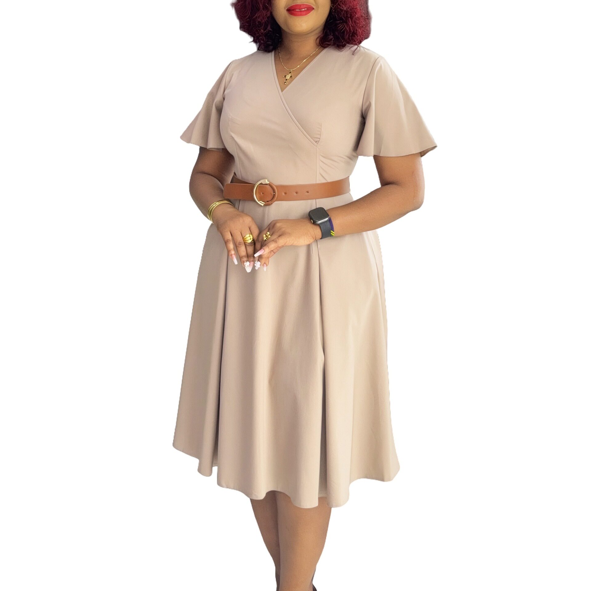 Summer Womens A Line Dress V Neck Bell Sleeves Casual Style Perfect for Everyday Wear Wholesale Available