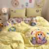 Winter New Towel Embroidered Milk Velvet Four-Piece Set Thickeneded Warm Bed Sheetss and Quilt Cover Dormitory Fleece-Lined Bed Bed Sheets Three-Piece Set