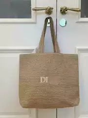 D Brand Counter Exclusive Summer Beach Bag, Straw Tote Bag, Handbag DIY Chain Crossbody Bag Storage Women's Bag