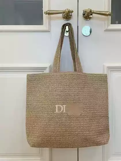 D Brand Counter Exclusive Summer Beach Bag, Straw Tote Bag, Handbag DIY Chain Crossbody Bag Storage Women's Bag