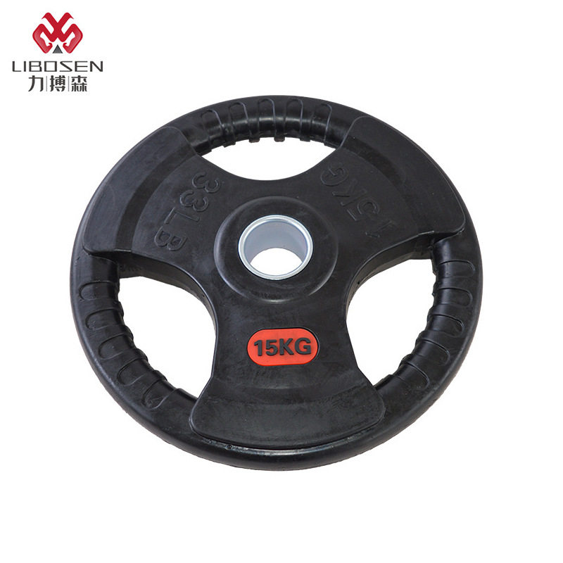 Three-hole barbell sheet rubber-coated barbell abdominal fitness gym training supplies hand-grabbed weightlifting dumbbells for home use
