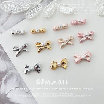 Online celebrity style nail ballet style bow tie jewelry three-dimensional alloy bow wear nail DIY decorations wholesale