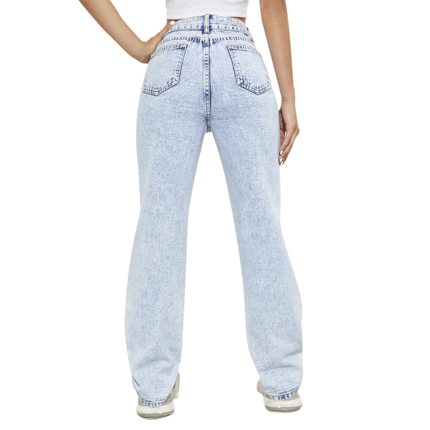 Slim Fit Ripped Straight Leg Jeans Womens Trendy Denim Casual Wear for Spring Summer Wholesale Available