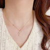 Korean Style Exquisite Elegant Fashion Zircon Double Cross Pendant Necklace Distinctive Light Luxury All-match High-end Clavicle Chain