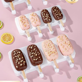 Cross-Border New Oval Ice Cream Mold with Lid, Easy to Release, Cheese Popsicle DIY Home Ice Cream Mold