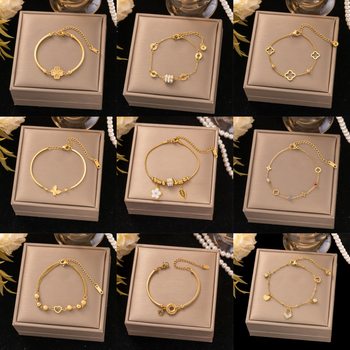 New Non-Fading Cross-Border Titanium Steel Bracelet, Fashionable and Versatile Live Broadcast, Hot-Selling 18K Gold, Exquisite and High-End Jewelry for Women