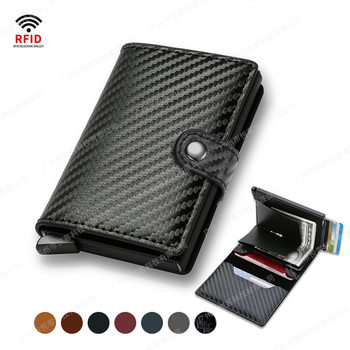 Rfid Anti-Theft Automatic Pop-Up Card Holder Card Holder Credit Card Metal Card Holder Men's Multi-Card Slot Wallet Carbon Fiber
