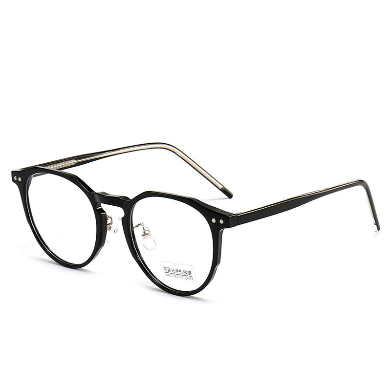 New anti-blue light glasses fashionable all-match tr90 oval frame men's high-grade plate pin glasses frame women