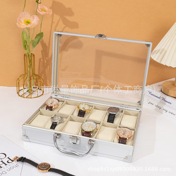 Aluminum Alloy Watch Box for Collecting and Displaying Watches, Watch Storage Box for 5/10/12/18/24 Watches, Unisex, Cross-Border