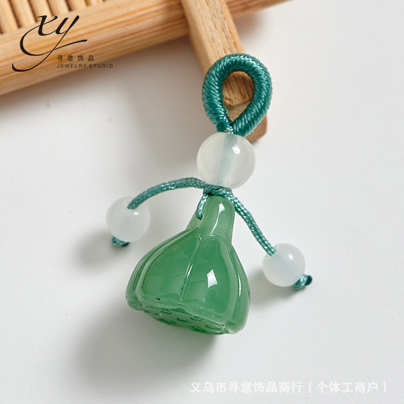 Glass Small Pendant for Tiktok Live Streaming Bracelet Accessory Lotus Pod Osmanthus Cherry Blossom Handmade DIY Bracelet Parts