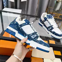 European Trendy Shoes, High-End Version from Guangzhou, Lv-Style Trainers, Versatile Genuine Leather Sneakers, Unisex