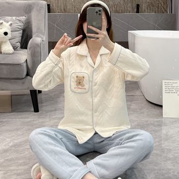 Confinement clothing autumn and winter maternity pajamas women's suit air cotton plus size maternity clothing postpartum nursing clothing winter wholesale