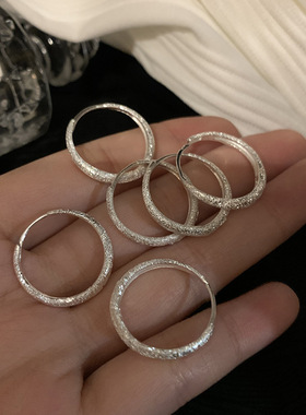 925纯银星河闪砂耳圈耳扣女款