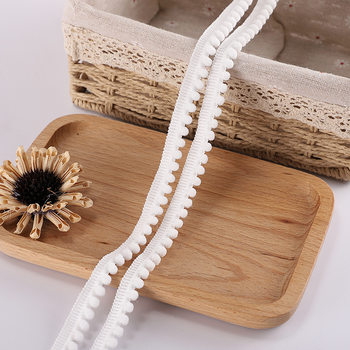 Factory supply 1.3CM white non-elastic fur ball lace band handmade DIY toy bath ball clothing decoration accessories