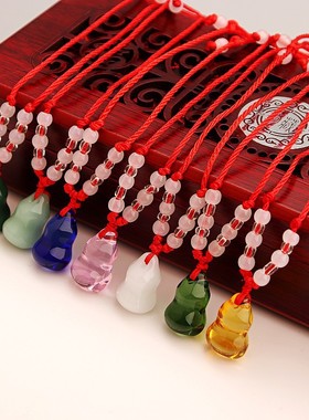 义乌饰品水晶葫芦小吊坠女挂件儿童礼物玻璃项链吊坠葫芦吊坠