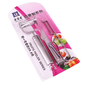 Kitchen Peeling Knife Three-Piece Set Stainless Steel Peeling Knife Duck Clip Scraper Potato Peeling Melon Fruit Slicing Artifact