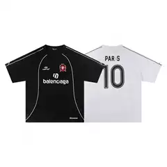 3D Printed Paris B Family 2025 Spring and Summer New 10 Jersey Printed Round Neck Short-Sleeved T-Shirt for Men and Women, One Piece Drop Shipping