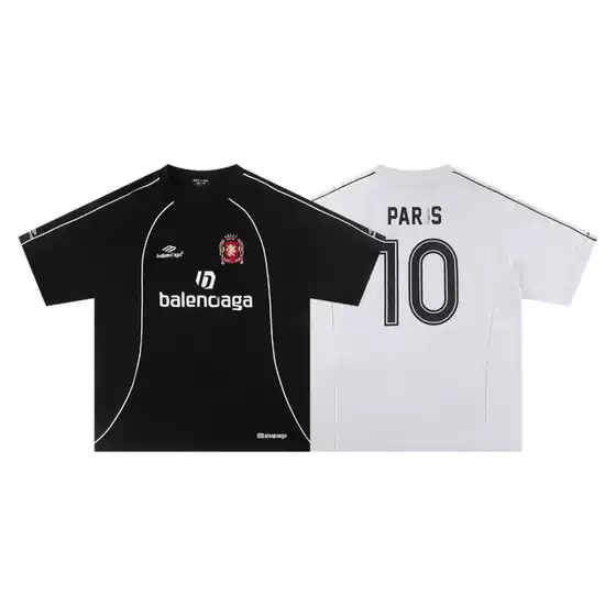 3D Printed Paris B Family 2025 Spring and Summer New 10 Jersey Printed Round Neck Short-Sleeved T-Shirt for Men and Women, One Piece Drop Shipping