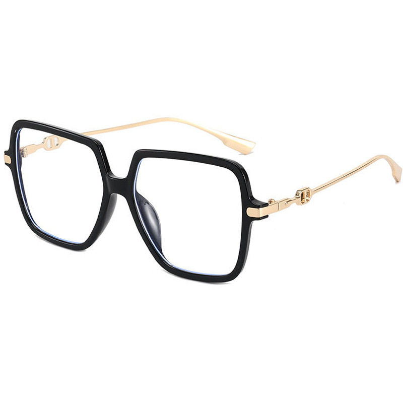 2023 in stock direct supply of anti-blue light Europe and the United States flat glasses goggles cross-border fashion large frame metal glasses frame