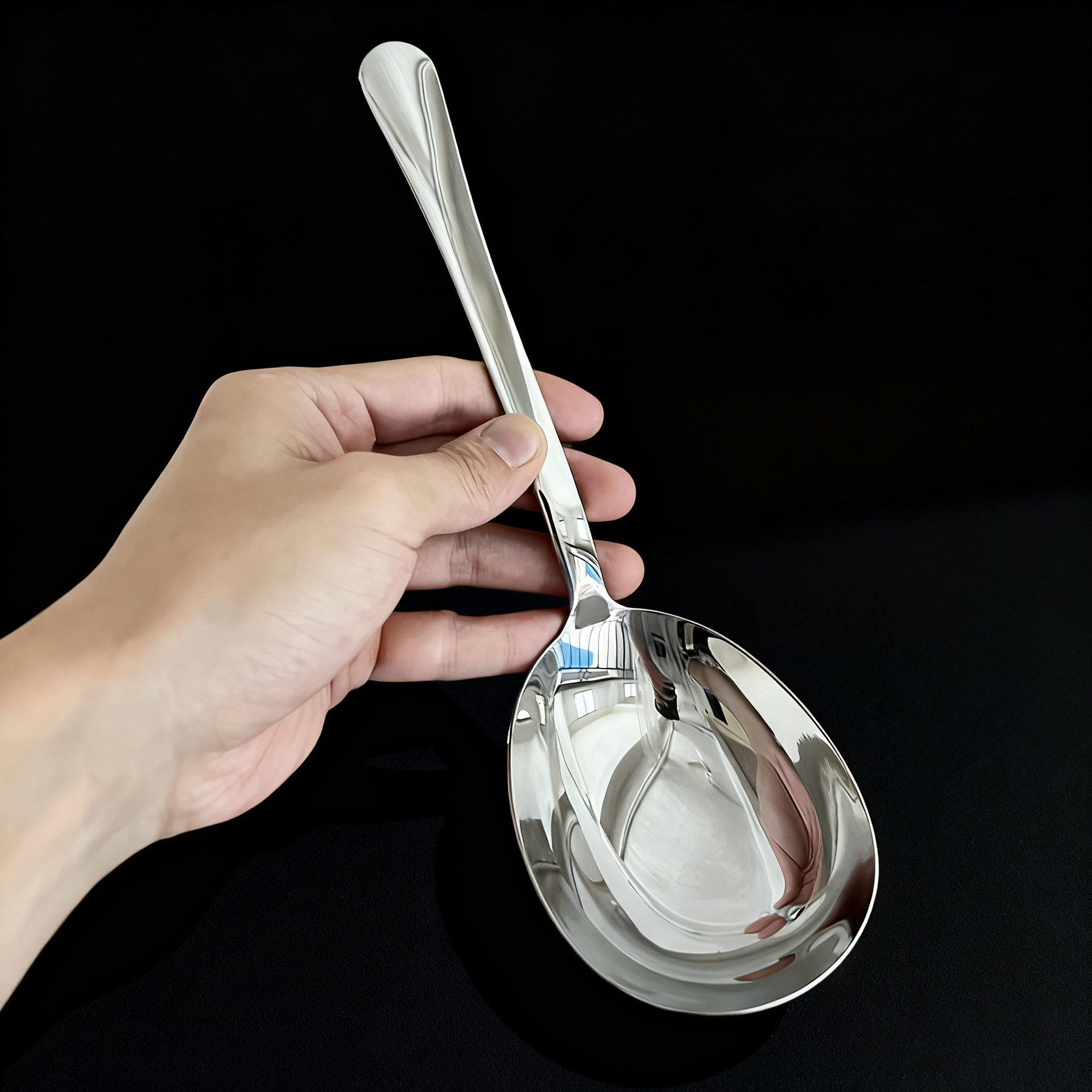 304 Stainless Steel Goose Egg Spoon Large Soup Spoon Hotel Short Handle Serving Spoon Household Soup Spoon Public Spoon Service Spoon